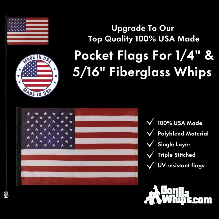 pocket whip flags for 1/4" & 5/16" Fiberglass Whips