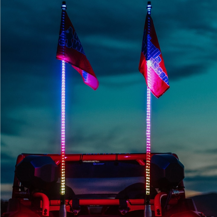 Silver Xtreme LED Whips Pair