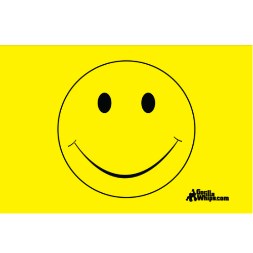 Yellow Smiley Face 12x18 Pocket Whip Flag For 1/4" & 5/16" Whips