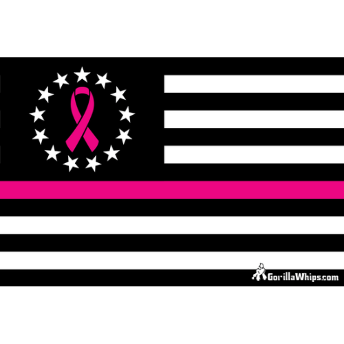 Thin Pink Line Cancer Awareness 12x18 Pocket Whip Flag For 1/4" & 5/16" Whips