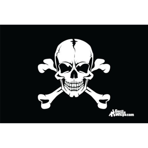 White Skull Crossbones 12x18 Pocket Whip Flag For 1/4" & 5/16" Whips