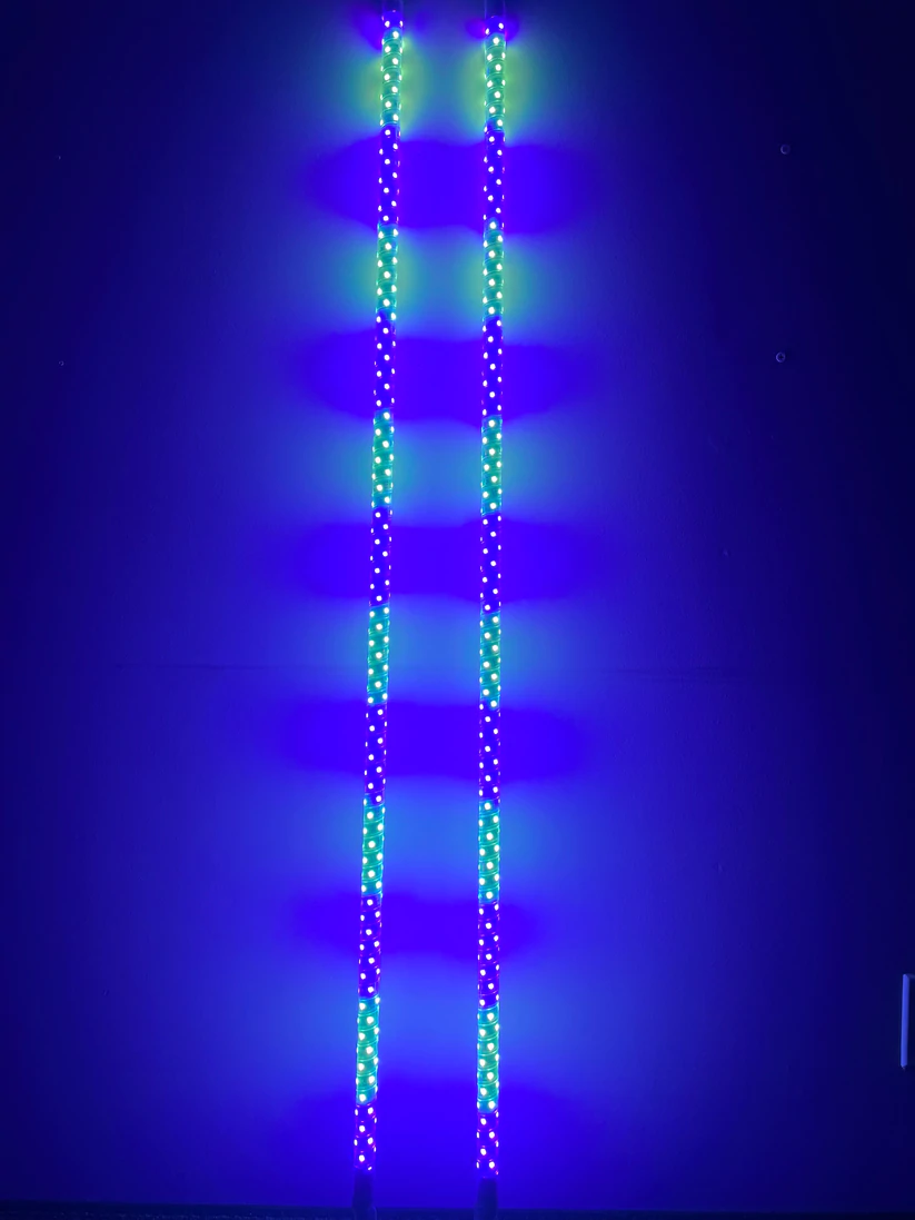 LED Whips Twisted Silver Max