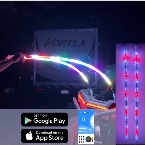 4' LED Whip Twisted Silver Single