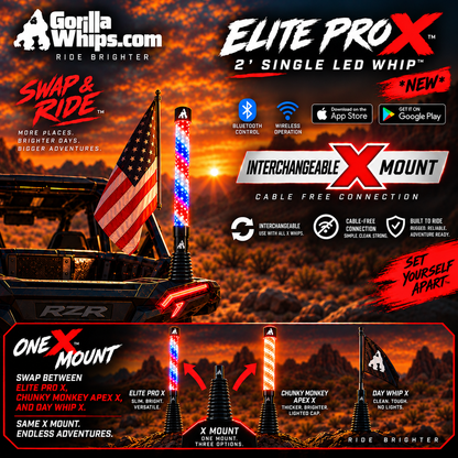 2' LED Whip Elite PRO X Single Whip *NEW*