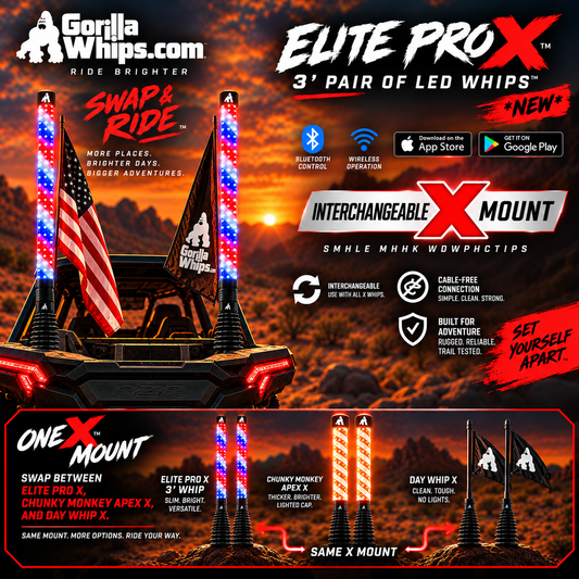 3' LED Whip Elite PRO X Pair of Whips *NEW*