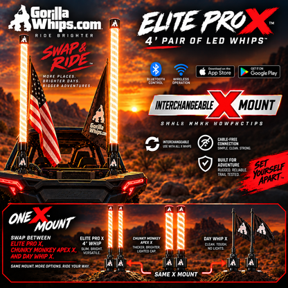4' LED Whip Elite PRO X Pair of Whips