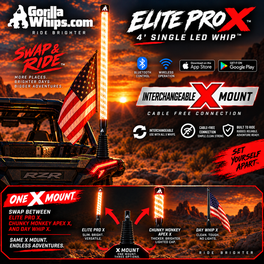 4' LED Whip Elite PRO X Single Whip *NEW*