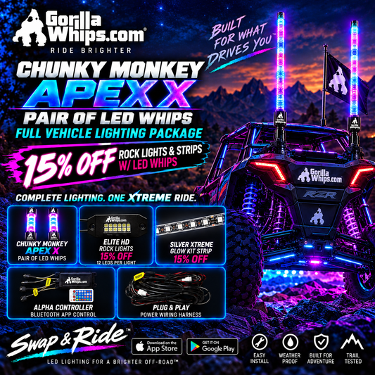 Chunky Monkey Apex X Pair - Full Vehicle Lighting Packages (15% Off Rock Lights & Strips W/ LED Whips)