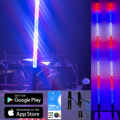 Elite HD PRO LED Whips (Pair) - Full Vehicle Lighting Packages (15% Off Rock Lights & Strips W/ LED Whips)