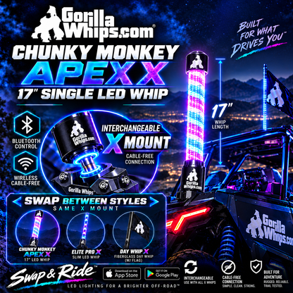 LED Whip Chunky Monkey Apex X 17" Single Whip
