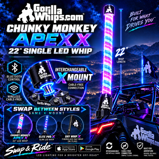 LED Whip Chunky Monkey Apex X 22" Single Whip