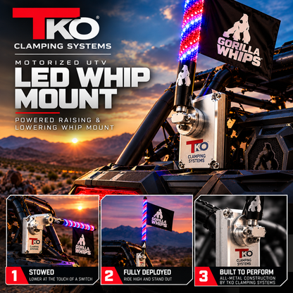 Motorized UTV LED Whip Mount – Powered Raising & Lowering Whip Mount