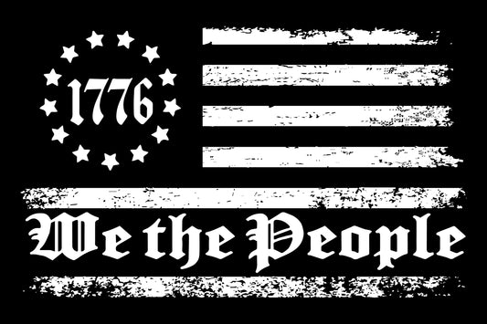 We The People Black and White Flag USA 12x18 Grommet Whip Flag World's Most Durable Whip Flag