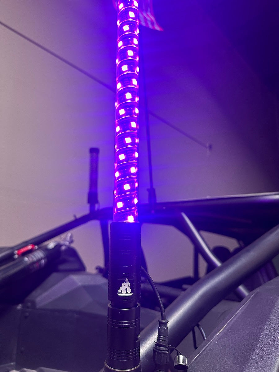 3' LED Whip Xtreme Elite Single - RGB Twisted Poly Tube Encased