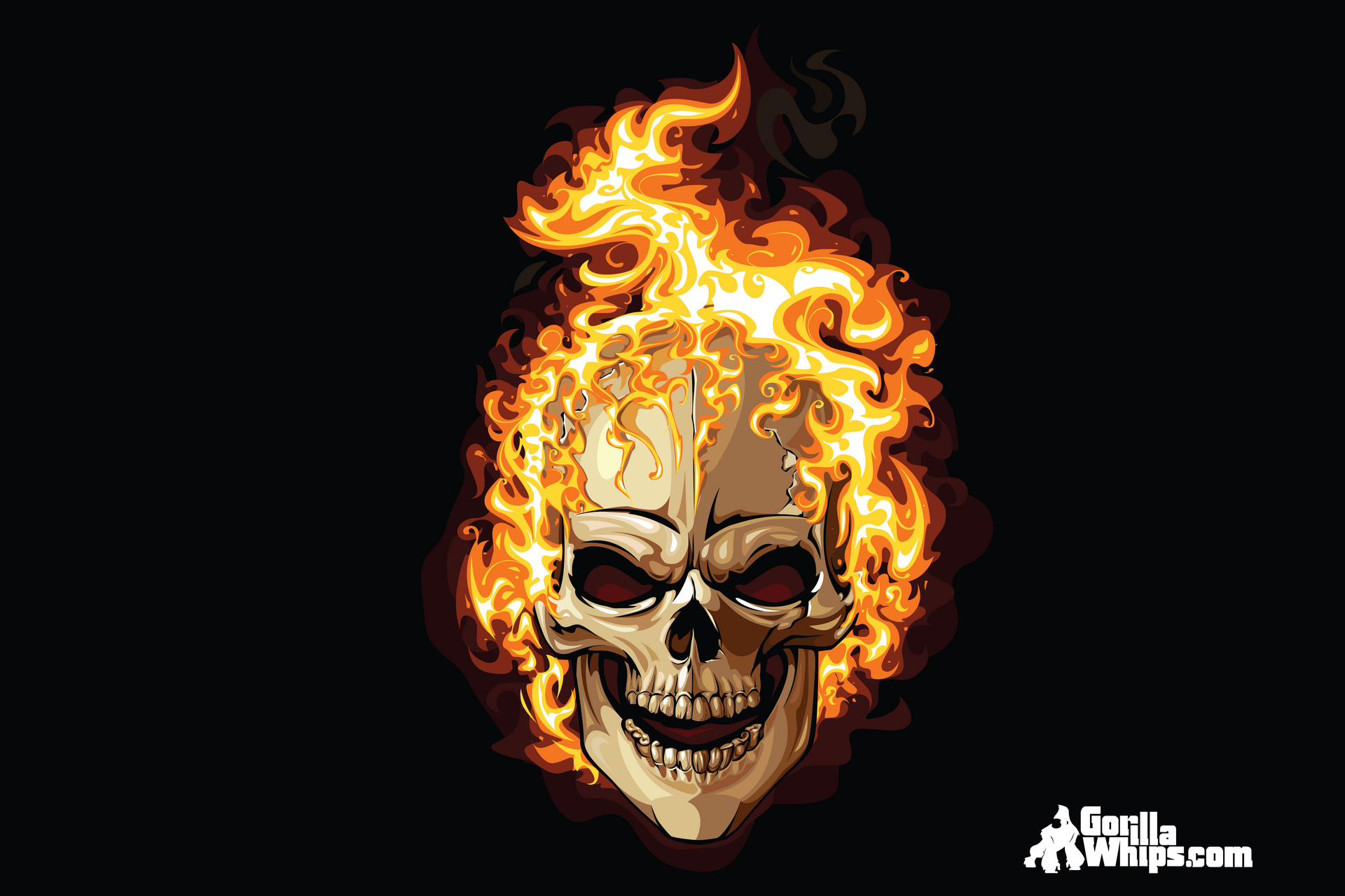 Flames Skull 2'x3' Flag | UTV RZR Jeep Truck Sand Dune | Gorilla Whips