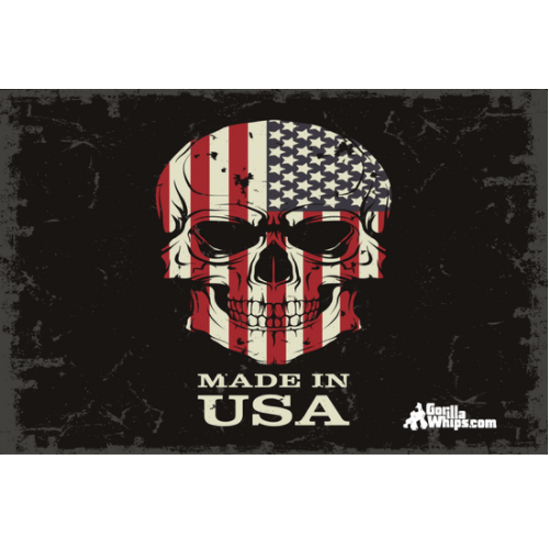 Made In USA Skull 12x18 Pocket Flag For 1/4" & 5/16" Whips