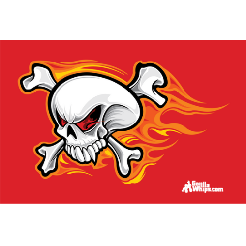 Flying Skull Red 12x18 Pocket Flag For 1/4" & 5/16" Whips