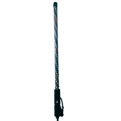Boat LED Whip Twisted Silver MAX w/ Fishing Rod Holder Mount