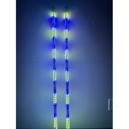 3' LED Whip Twisted Silver Single Whip